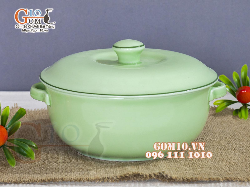 Âu cơm men ngọc trơn cao cấp, đường kính 20cm