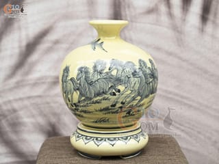 Bình hút lộc men hoàng tộc họa tiết Mã Đáo Thành Công, cao 30cm (cả đế)