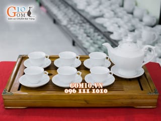 Bộ ấm chén dáng đèn thần men trắng, 500ml