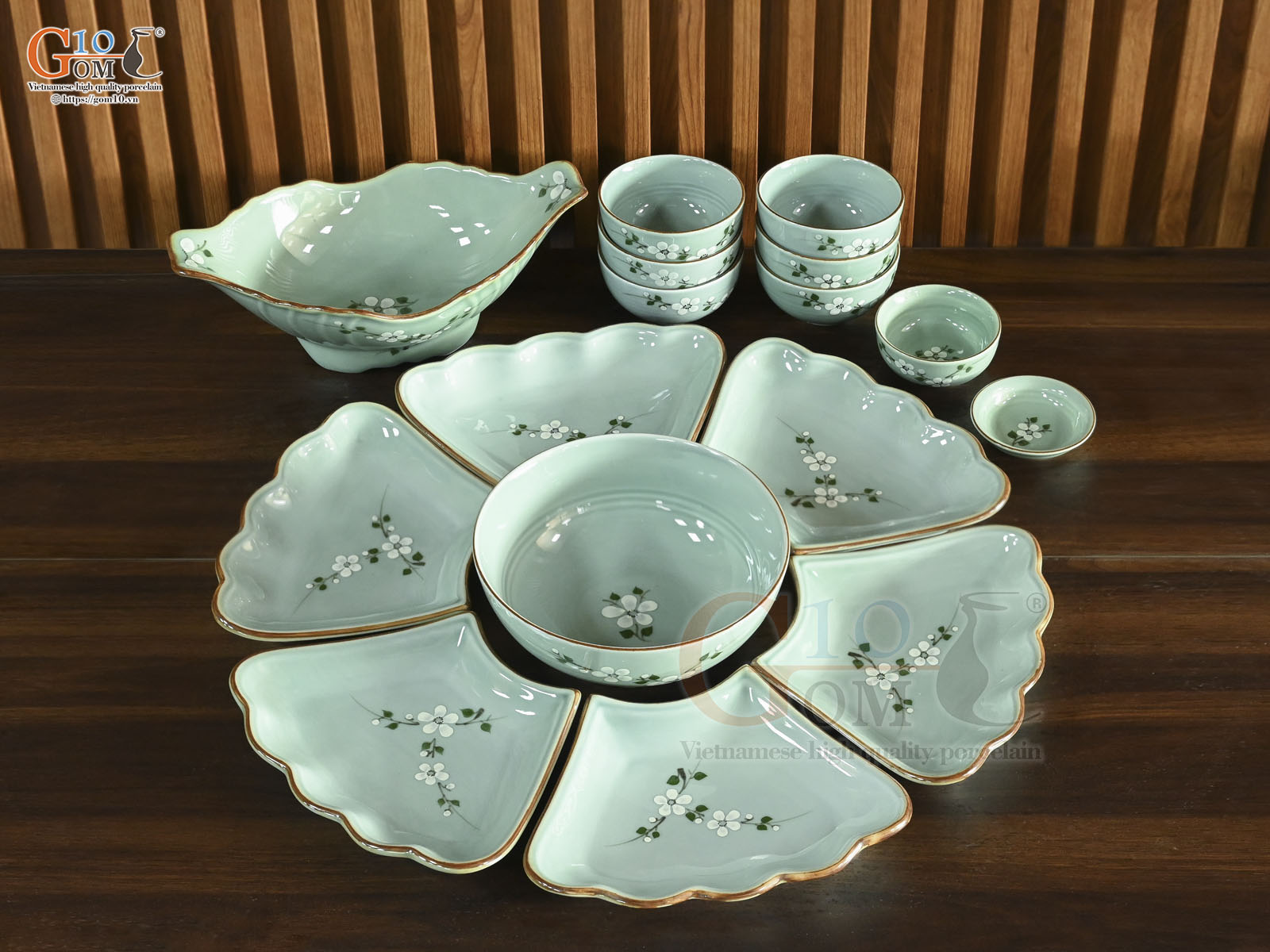 Bộ bát đĩa hoa mặt trời Ngọc Thanh Dương, 55cm (16 chi tiết)