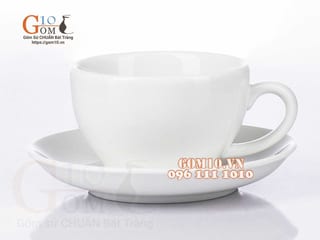 Cốc sứ capuchino men trắng, 220ml