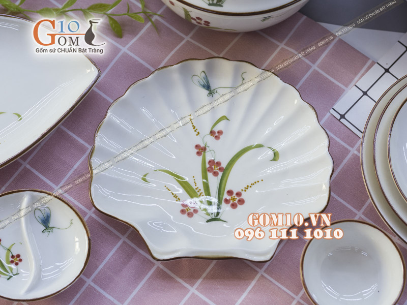 Bộ đồ ăn Đào Chuồn Kem 003