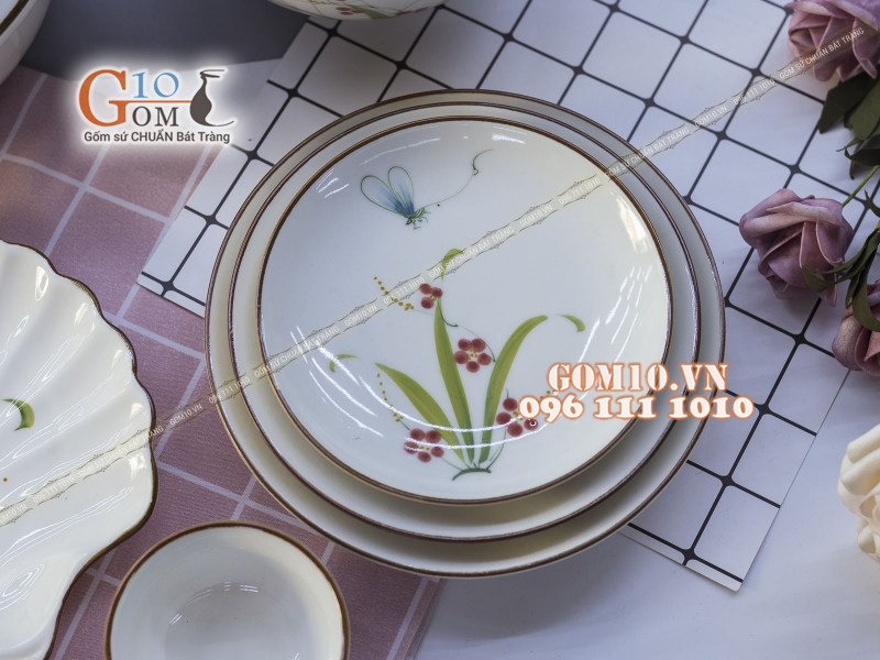 Bộ đồ ăn Đào Chuồn Kem 003