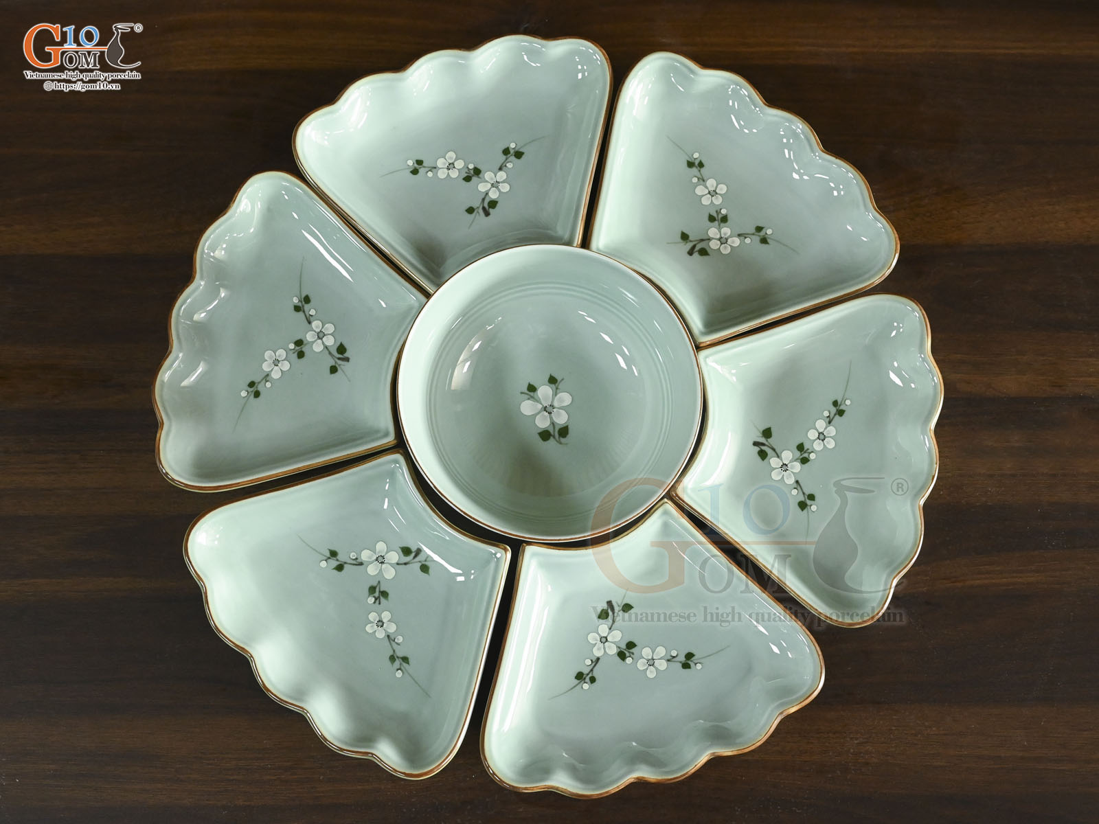 Bộ bát đĩa hoa mặt trời Ngọc Thanh Dương, 55cm (7 chi tiết)
