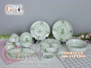 Bộ đồ ăn men cổ vẽ Cỏ Xanh