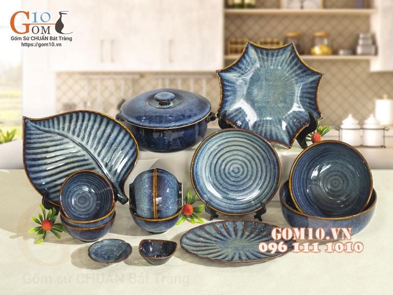 Bộ đồ ăn men hỏa biến thiên hà, 15 chi tiết