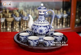 Bộ rượu nhỏ vẽ đại thanh hoa hướng dương