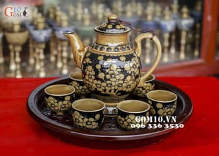 Bộ trà men cổ vẽ đào