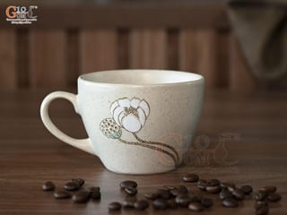 Cốc capu men kem tấm vẽ Bạch Liên