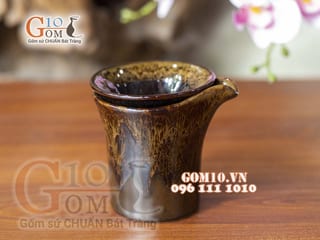 Cốc lọc trà men hỏa biến CỐT GỐM nâu