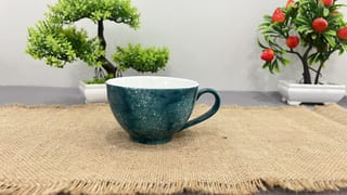 Cốc capu men đá màu xanh loang, 250ml