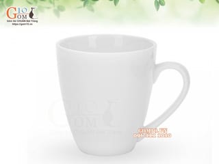 Cốc sứ men trắng dáng thóp, 400ml