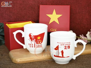 Cốc sứ mừng Đại lễ kỷ niệm 80 năm Cách mạng tháng 8 và Quốc khánh 2/9