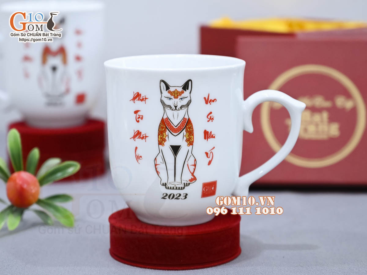 Cốc sứ quà tặng linh vật Quý Mão 2023