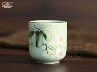 Cốc trụ men ngọc vẽ hoa Bưởi