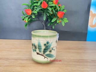 Cốc trụ men vẽ tre xanh