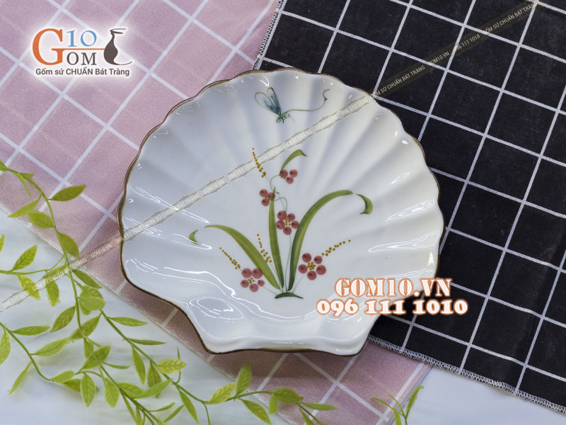 Đĩa sò Đào Chuồn Kem, đường kính 22cm