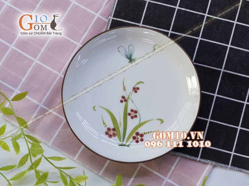 Đĩa tròn Đào Chuồn Kem, đường kính 22cm