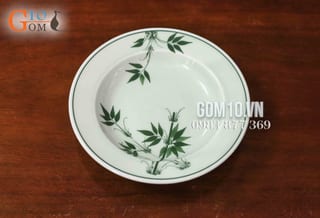 Đĩa tròn sâu lòng họa tiết Tre Trúc Cổ, đường kính 28cm