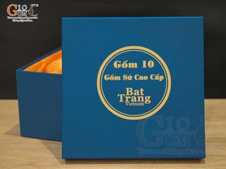 Hộp xi xanh lót lụa đựng ấm chén S2