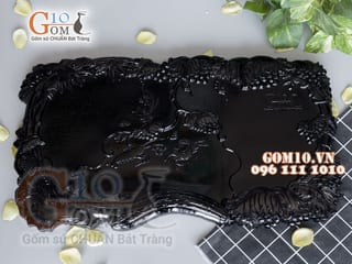 Khay trà Nho Trúc - đen, gỗ đinh 35x61cm
