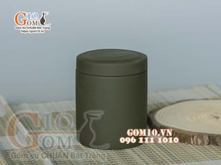 Lọ chè gốm rêu chỉ nâu