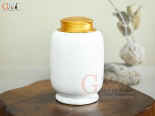 Lọ chè trơn dáng đứng nền trắng, 300g