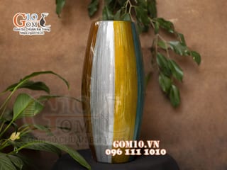 Lọ hoa sơn mài dáng bom đa màu, cao 43cm