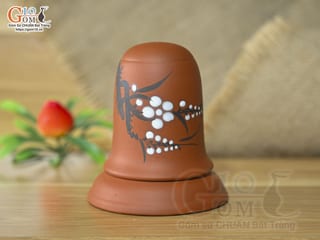 Lọ tăm đỏ gốm tử sa vẽ hoa