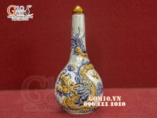 Nậm rượu men rạn đắp nổi Rồng Như Ý, 0,5L