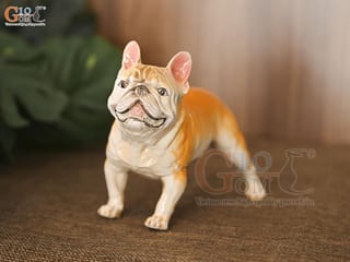 Tượng chó Bulldog, tượng chó mặt xệ, dài 17cm