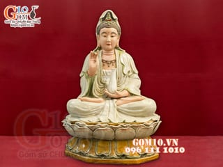 Tượng Phật Bà Quan Âm men rạn, cao 80cm